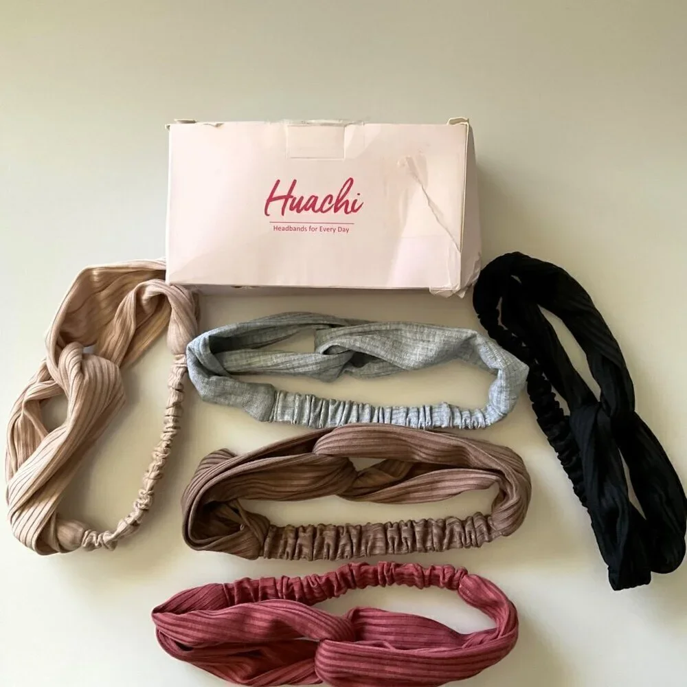 TWIST KNOTTED BOHO STRETCHY HAIR BANDS SET 5 HUACHI HEADBANDS